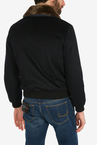 ID fur collar virgin wool outerwear jacket