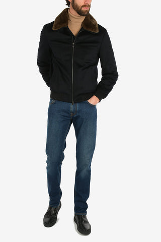 ID fur collar virgin wool outerwear jacket