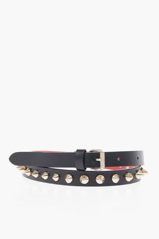LOUBISPIKES 15mm Leather Studded Slim Belt