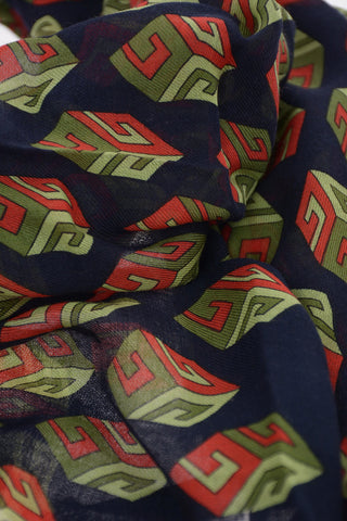 Cotton and Cashmere Cube Printed Scarf 70x200cm