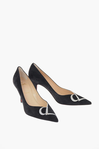 8cm Suede Leather Pumps with Strass