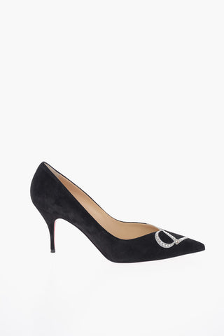 8cm Suede Leather Pumps with Strass