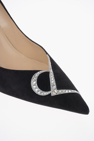 8cm Suede Leather Pumps with Strass