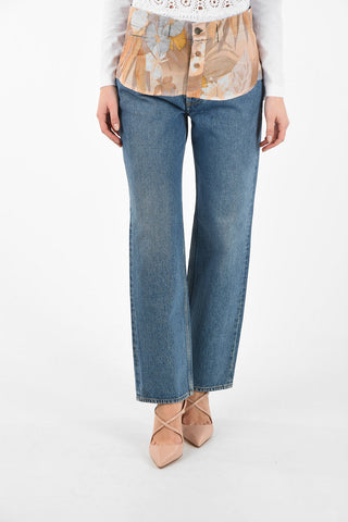 Jeans Tapered Fit con Dettaglio Floreale