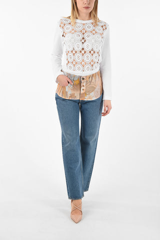 Jeans Tapered Fit con Dettaglio Floreale