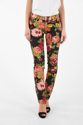 Floral Printed Slim Fit Jeans