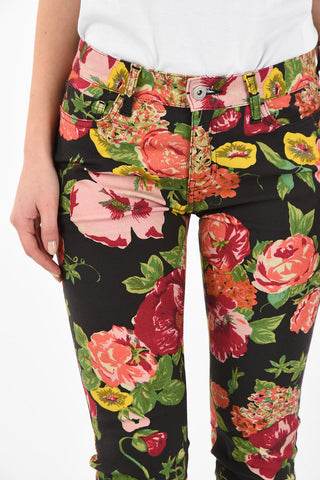 Floral Printed Slim Fit Jeans