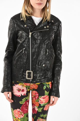 JUNYA WATANABE Croco Printed Leather Jacket with Belt 