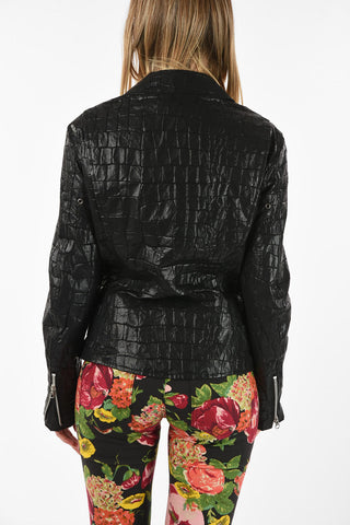 JUNYA WATANABE Croco Printed Leather Jacket with Belt 