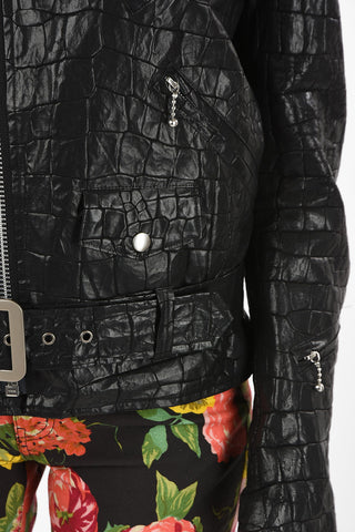 JUNYA WATANABE Croco Printed Leather Jacket with Belt 