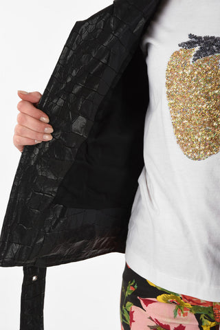 JUNYA WATANABE Croco Printed Leather Jacket with Belt 