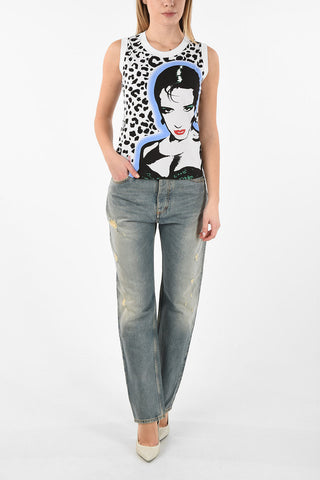 LOVE THERAPY BY ELIO FIORUCCI Top Smanicato MARIPOLAROID Stampa Animalier