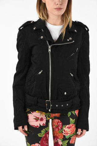BLACK Utility Jacket with Belt and Zip Closure 