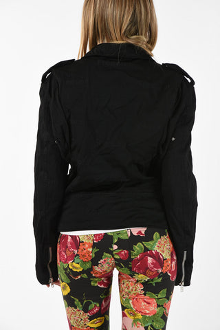 BLACK Utility Jacket with Belt and Zip Closure 