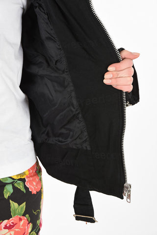 BLACK Utility Jacket with Belt and Zip Closure 