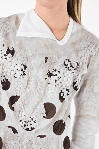 ¾ Sleeve Printed T-shirt Asymmetrical Collar