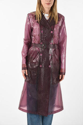 Croco Printed Vinyl Double-Breasted NISA Trench