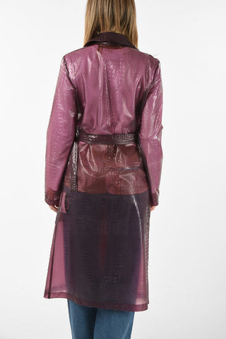 Croco Printed Vinyl Double-Breasted NISA Trench