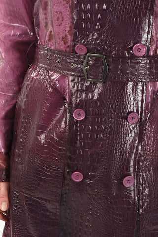 Croco Printed Vinyl Double-Breasted NISA Trench