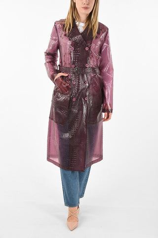 Croco Printed Vinyl Double-Breasted NISA Trench