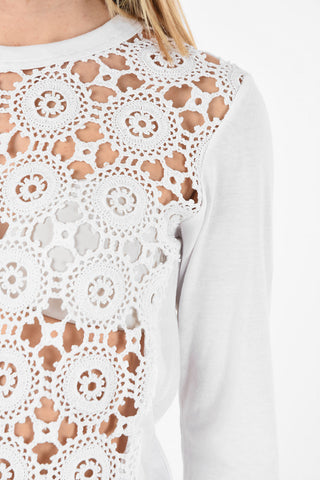 Long Sleeve T-Shirt with Crochet Embroidery