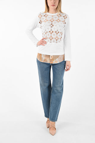 Long Sleeve T-Shirt with Crochet Embroidery