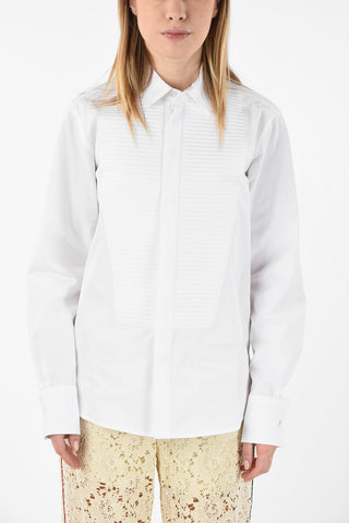 Cotton Pintuck Shirt with Hidden Closure 