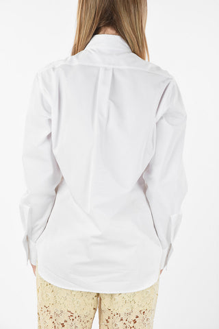 Cotton Pintuck Shirt with Hidden Closure 