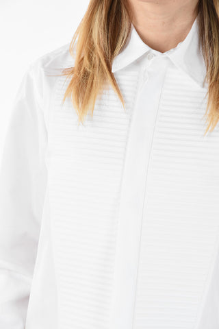 Cotton Pintuck Shirt with Hidden Closure 