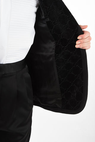 Velvet Blazer with Logo Embroidered