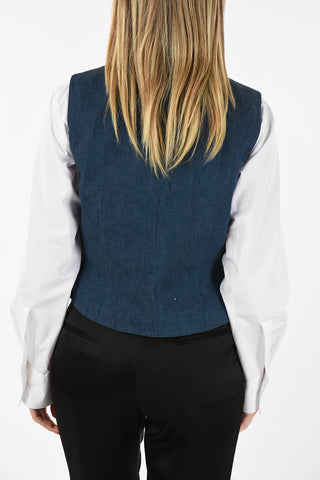 Denim Waistcoat with Golden Buttons
