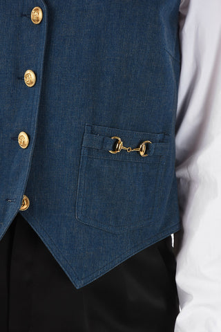 Denim Waistcoat with Golden Buttons