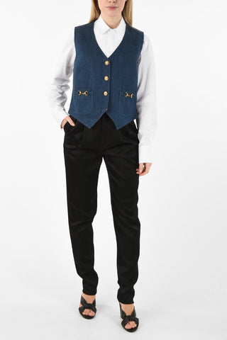 Denim Waistcoat with Golden Buttons