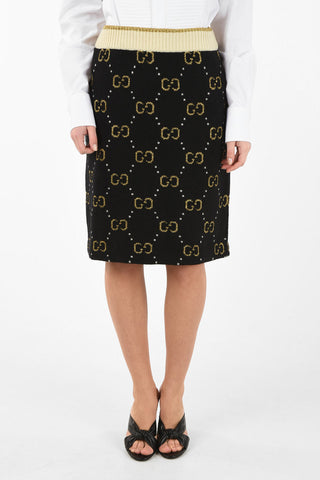 Knitted A-Line Skirt with Glittered Logo