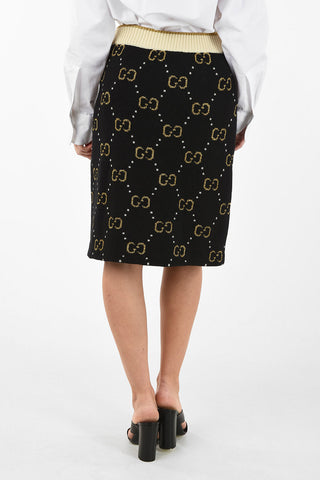 Knitted A-Line Skirt with Glittered Logo