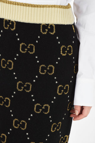 Knitted A-Line Skirt with Glittered Logo