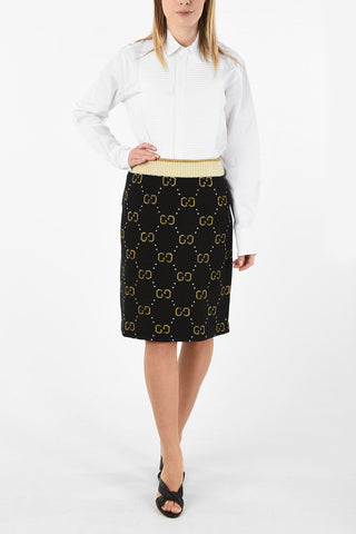 Knitted A-Line Skirt with Glittered Logo
