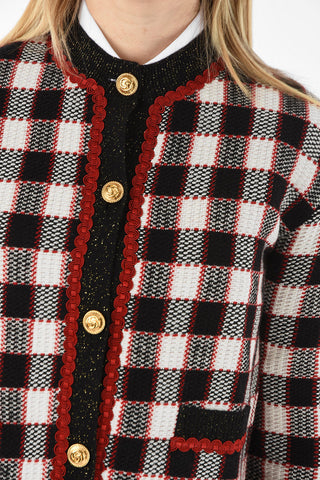 Knitted Checked Balzer with Golden Buttons