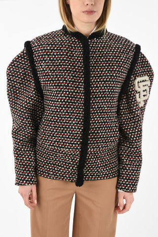 Giacca in Tweed con Ricamo Paillettes