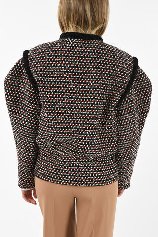 Giacca in Tweed con Ricamo Paillettes