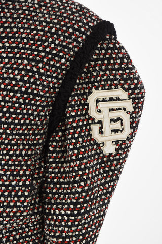 Giacca in Tweed con Ricamo Paillettes