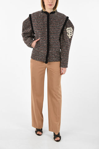Giacca in Tweed con Ricamo Paillettes