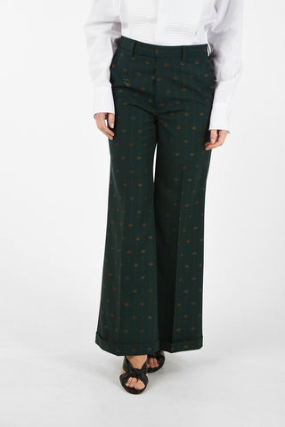 Wool Pinstriped Boot Cut Pant