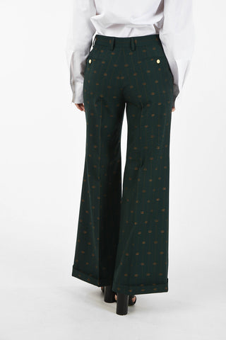 Wool Pinstriped Boot Cut Pant
