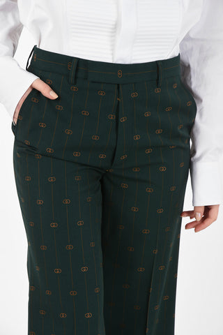 Wool Pinstriped Boot Cut Pant