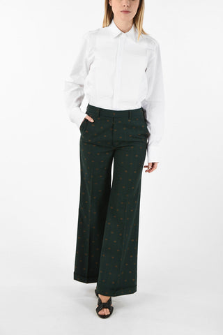Wool Pinstriped Boot Cut Pant