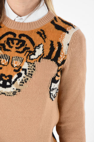 Wool Tiger Embroidered Sweater