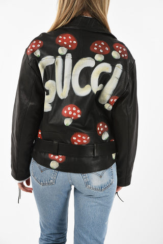 Giubbotto Biker in Pelle Stampato