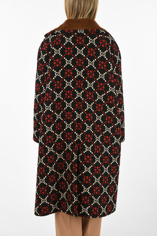 Wool Logo Embroidered Chesterfield Coat