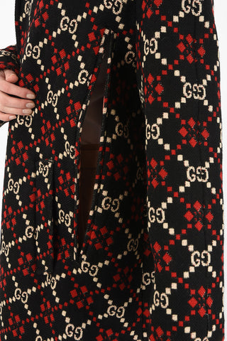 Wool Logo Embroidered Chesterfield Coat